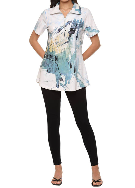 Parsley & Sage Brody Kurzarm Tunika weiß Plus Size 3X 4