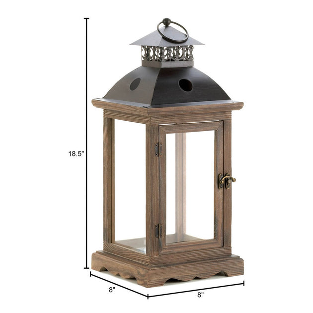 Actifo Wood Frame Candle Lantern Brown 3
