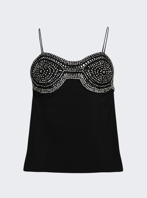 Christopher Esber Tailored Crystal Crochet Top Black US 4 2