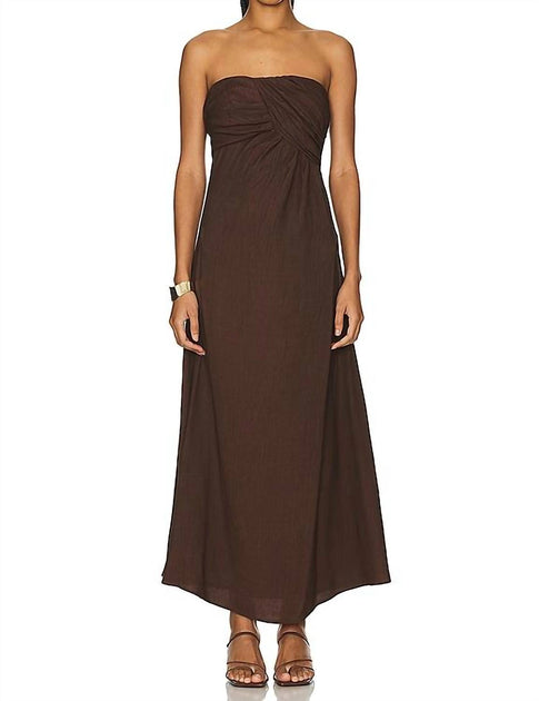 SOVERE A-Line Strapless Maxi Dress Brown Large 2
