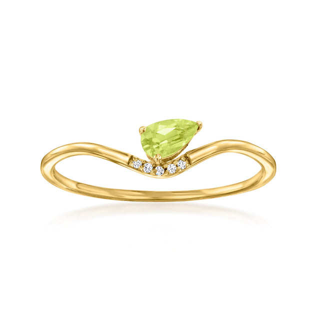 Ross-Simons Pure Peridot Diamond Ring Yellow Gold US 8 3