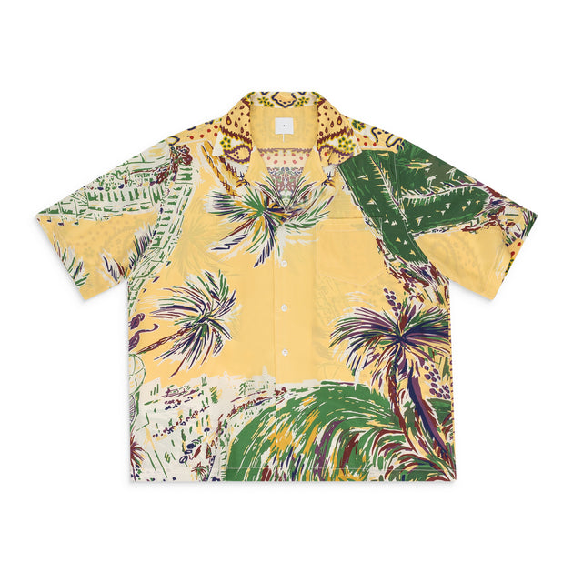 Rhude Palmina Seidenhemd mit Knopfleiste Gelb Small 2