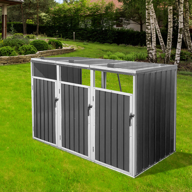 Streamdale Metal Garbage Bin Shed Grey 2