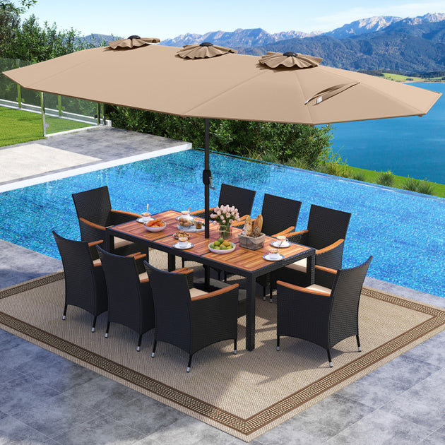 Hivvago 10 Piece Outdoor Dining Set Beige 9