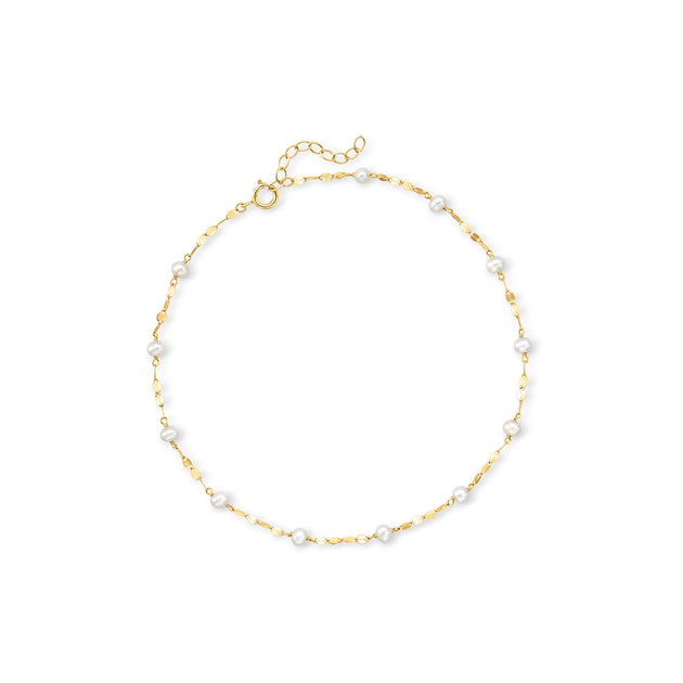 Ross-Simons RS Pure Cultured Pearl Station Anklet Gold 2