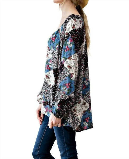 KORI Patchwork Print Top Multi Medium 3