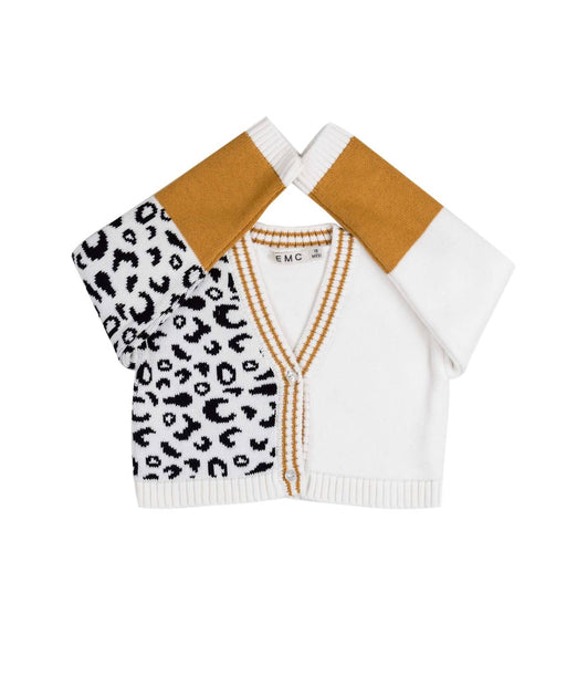 EMC Women's Leopard Varsity Cardigan Beige US 8 3