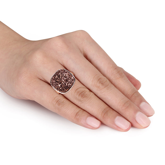 Mimi & Max Druzy Gemstone Cocktail Ring Silver Brown US 8 3