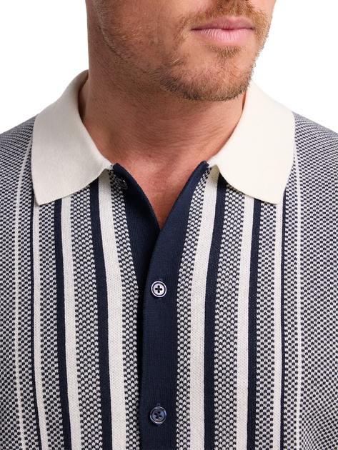 Paul Fredrick Cotton Button Front Polo Black XXXLarge 5