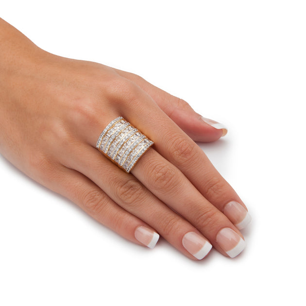 Palm Cubic Zirconia Channel Ring Silver US 8 4