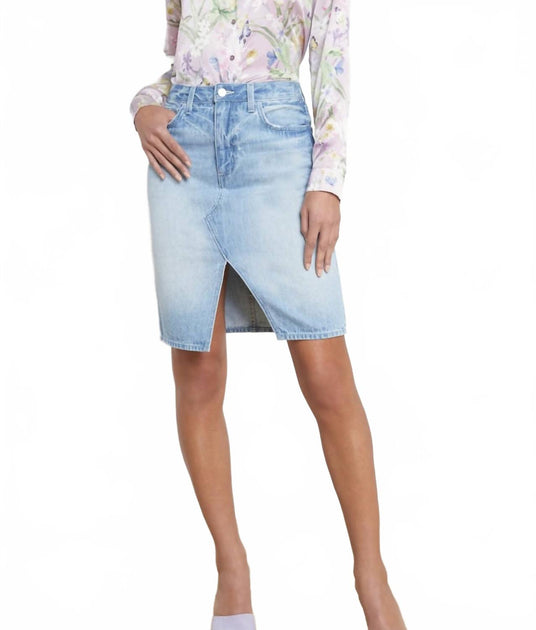 L'Agence Denim Skirt Knee Length Blue 26 2