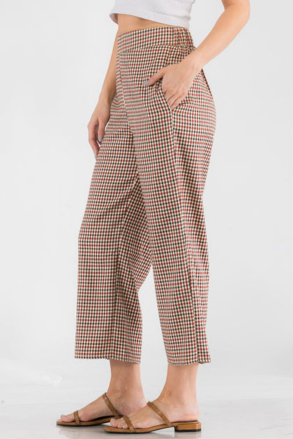 TRUEDAMES Gingham High Waist Pants Red Medium 4