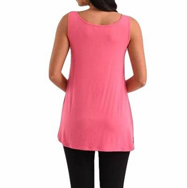 French Kyss Long Tank Top Pink Small 3