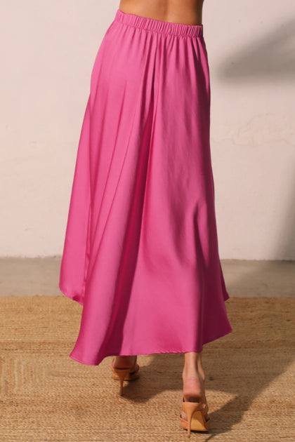 TRUEDAMES Washed Poly Silk Midi Swing Skirt Green Small 5