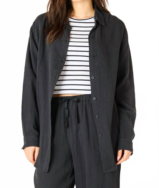Dex Textured Button-Up Blouse Black Small 3