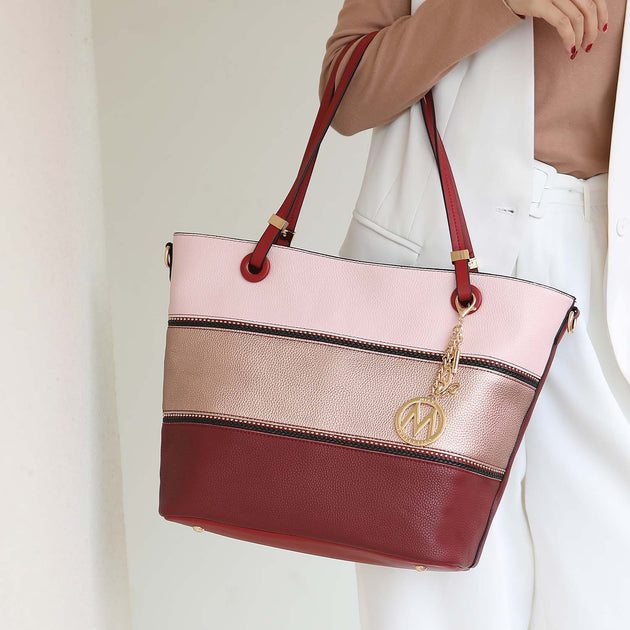MKF Collection Vallie Tote Bag and Wallet Set Red Large 3