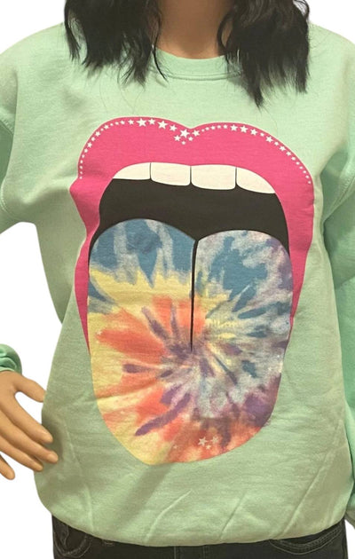 Gildan Tie Dye Tongue Sweatshirt Green Medium 3
