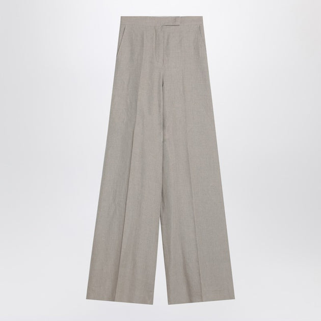 ボトムスその他 Max Mara Wide beige trousers in linen canvas Linen canvas trousers, beige | 