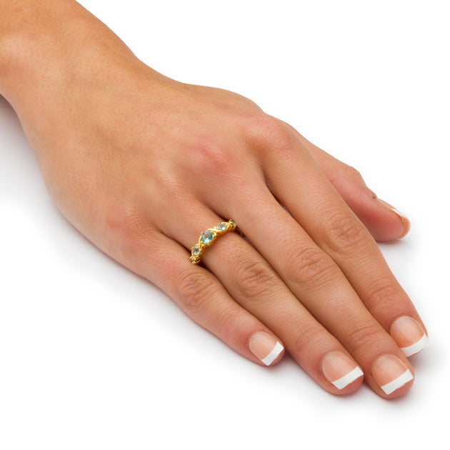  Palm Birthstone Gold-Plated X & O Ring Silver US 9 4