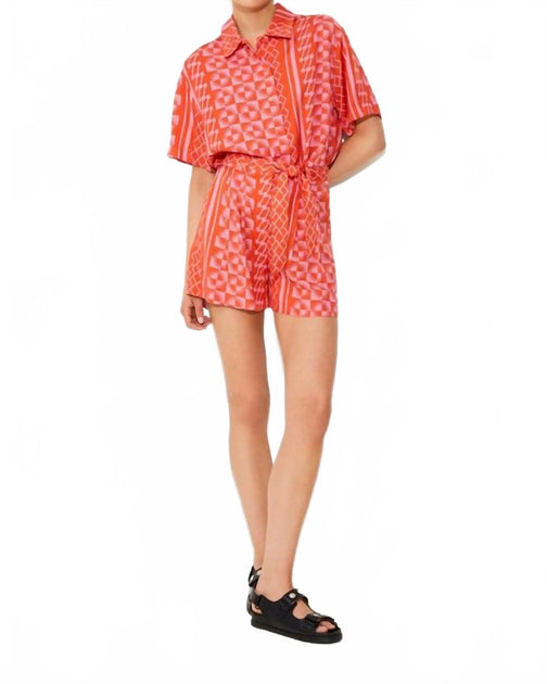 Suncoo Loose Fit Printed Shorts Orange Small 2