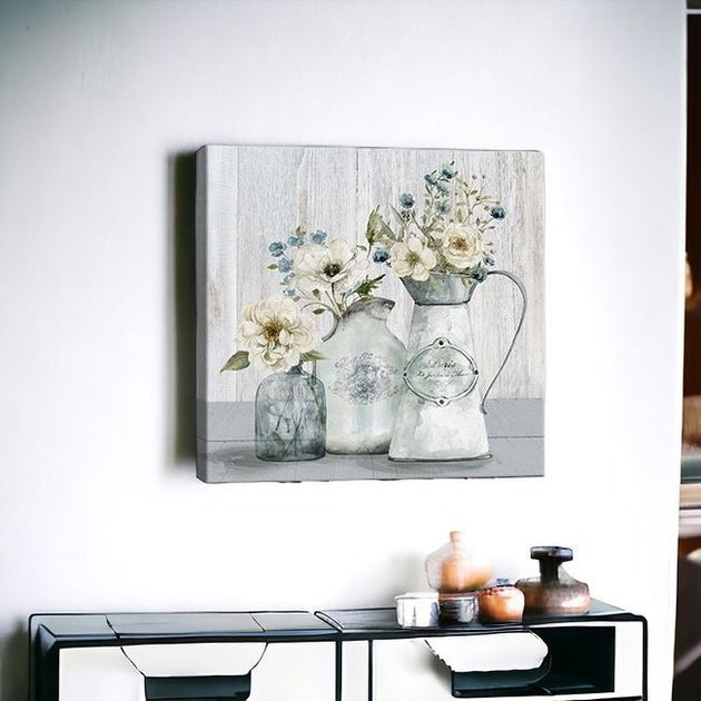 Hivvago Rustic Flowers Wall Art Gray 6