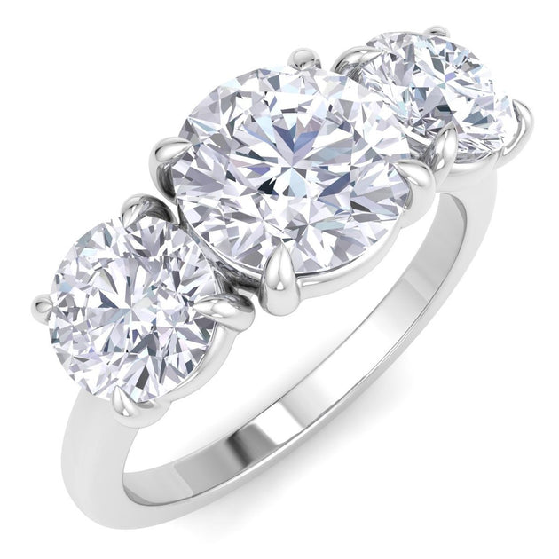 SuperJeweler Three Stone Engagement Ring Silver US 4 5