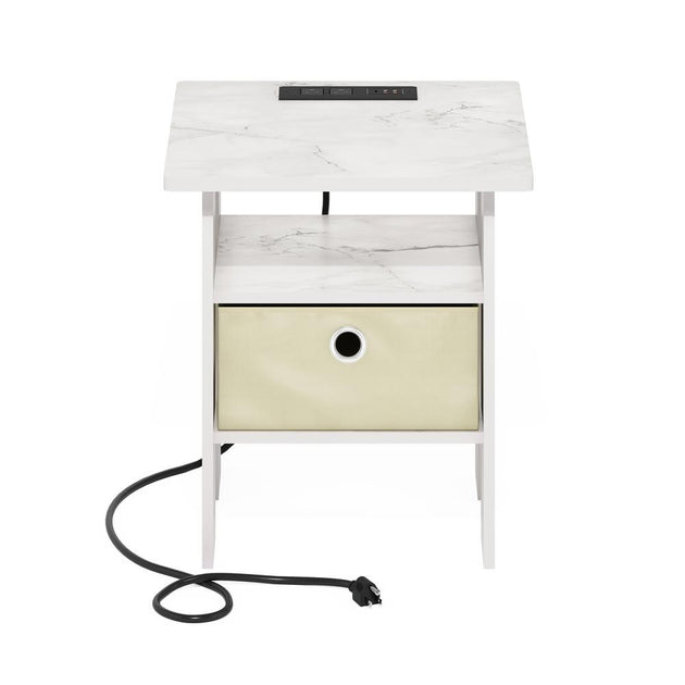 Furinno Andrey End Table Marble White/Ivory 4