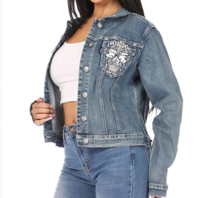 Bus Stop Denim Jacket Blue Large Female 4