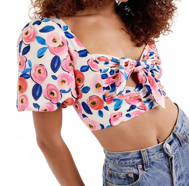 for Love & Lemons Gianna Crop Top Pink Large 4