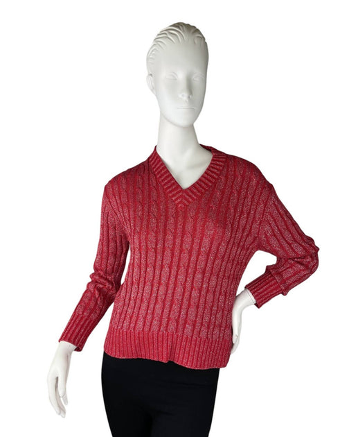 Alashan Cashmere Hazel V-Neck Sweater Red Large 2