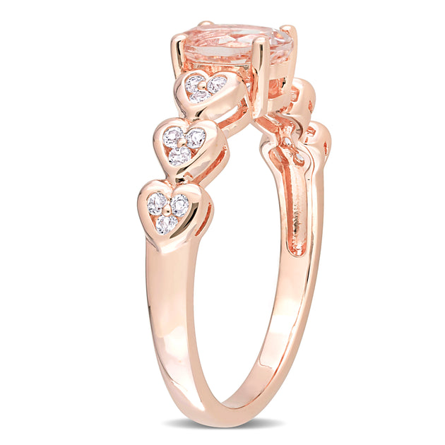 Mimi & Max Morganite White Topaz Ring Silver US 6 4
