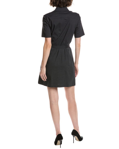 Theory Mini Linen-Blend Shirt Dress Black US 6 3