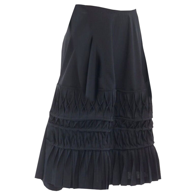 Junya Watanabe Wollmischung Plissierter Wickelrock mit Bindeschwarz EU 34 4
