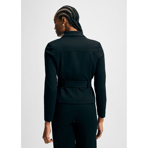 Isaac Mizrahi Belted Ponte Jacket Black Medium 3
