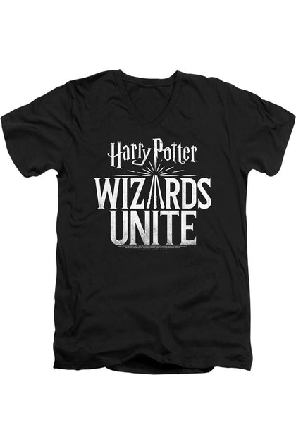 Gildan Harry Potter Wizards Unite Logo V-Ausschnitt T-Shirt Schwarz XL 2