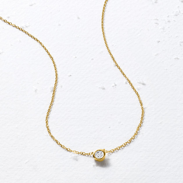 Ross-Simons Bezel-Set Lab-Grown Diamond Necklace Silver 7