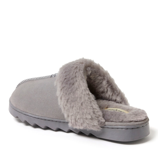 Dearfoams Helena Suede Scuff Slipper Grey US 8 4