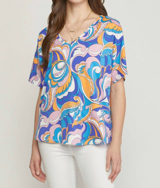 entro Abstract V-Ausschnitt Top Multi 1X 2