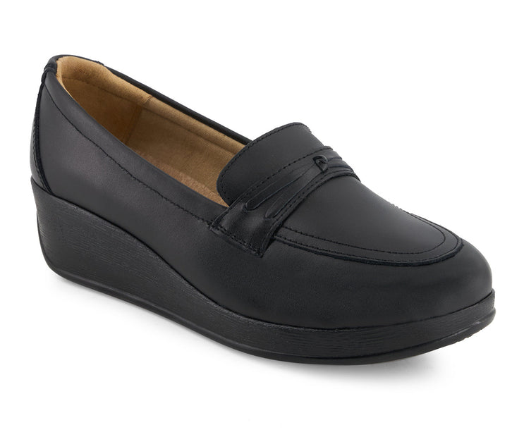 Andrea 37639 Women's Leather Platform Loafers Black US 9 2