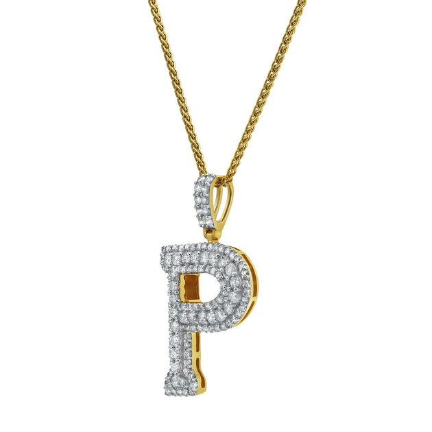 LuvMyJewelry P Initial Diamond Pendant Silver 6g 4