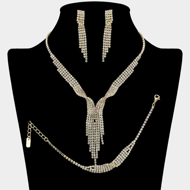 FASHNZFAB Rhinestone Jewelry Set Red 2