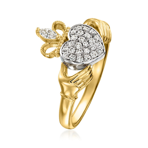 Ross-Simons Lab-Grown Diamond Claddagh Ring Silver US 7 6