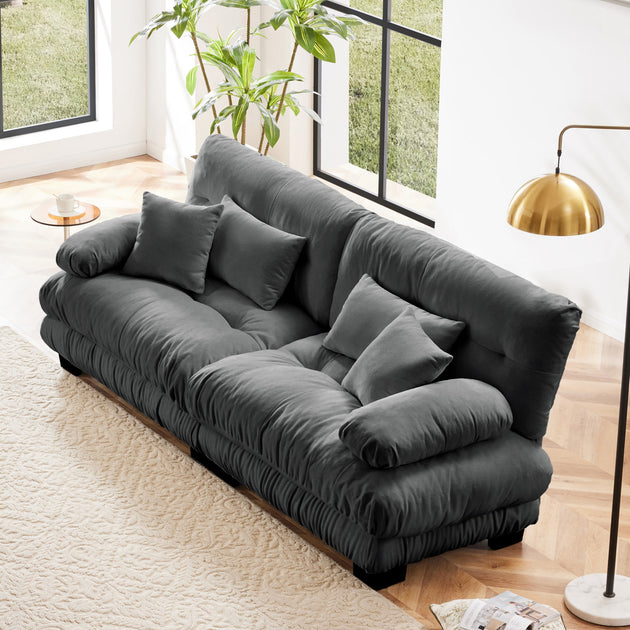 Streamdale Cloud Couch 2 Seater Chenille Sofa Gray 2