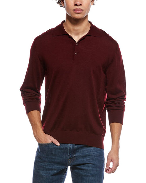 Eton Fine Knit Wool Polo Shirt Red XL 2