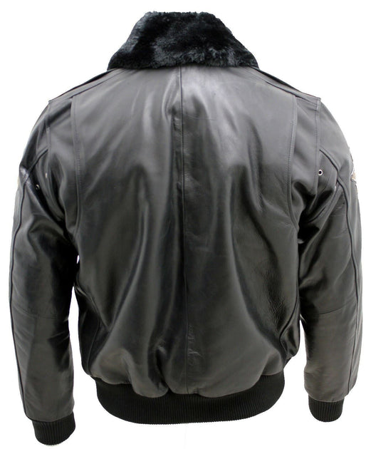 Infinity Mens Cow Hide Detachable Collar Leather Flight Bomber Jacket Black XXLarge 4