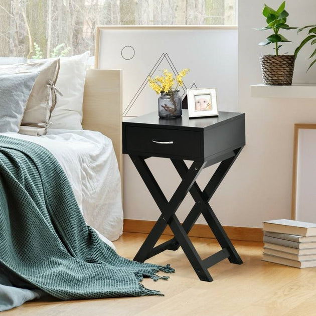 Hivvago X-Shape Nightstand Brown 5