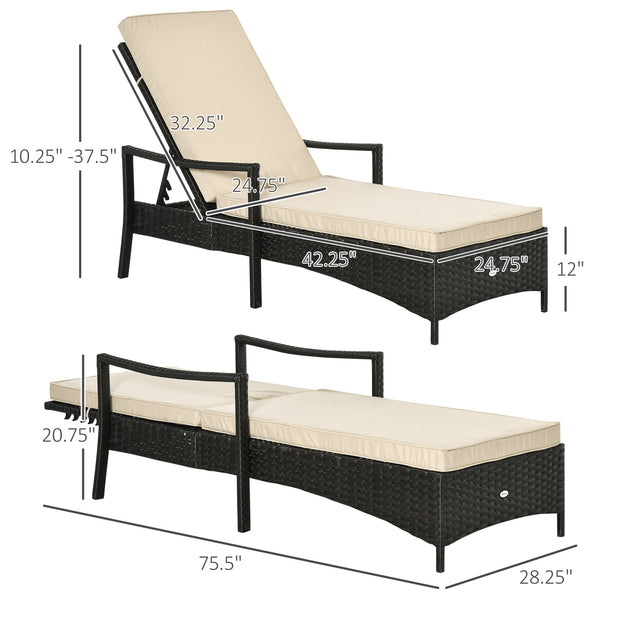 Hivvago Adjustable Outdoor Lounge Chair Beige 5