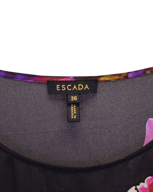 Escada Floral Cap Sleeve Top Multi EU 36 3