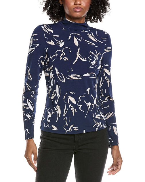 Laundry by Shelli Segal Long Sleeve Mock Neck Top Blue Large 2