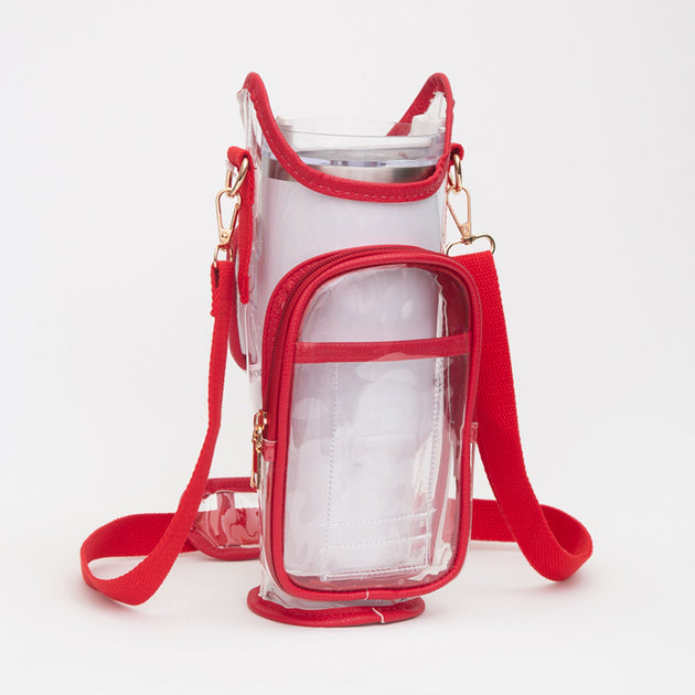 FASHNZFAB Transparente Trinkflaschen-Tragetasche Crossbody Bag Weiß Einheitsgröße 4
